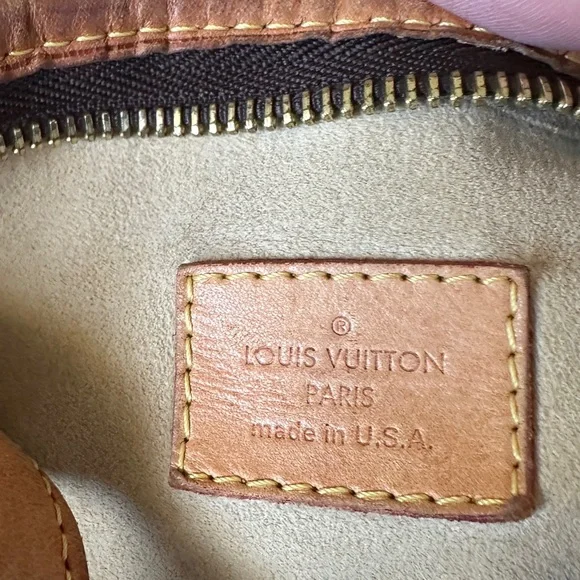 Louis Vuitton Monogram Canvas Shoulder Bag with Tan Leather Trim - Picture 9 of 14